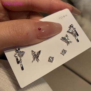 Sthb Set 6 Khuyên Tai Bạc Đính Đá Thời Trang Phong Cách Hàn Quốc Cho Nữ vn
