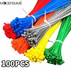Set 100 Dây nylon Buộc Dây Cáp Nhiều Màu Tự Khóa Đa Năng Có Thể Tái Sử Dụng