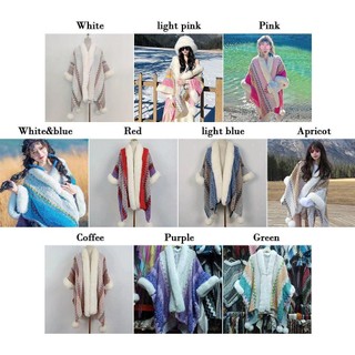 NCE Áo Poncho Mông Cổ, Style Dân Tộc với Chiếc Khăn Choàng, Len Nhân Tạo Mềm Mại dành cho Mùa Đông