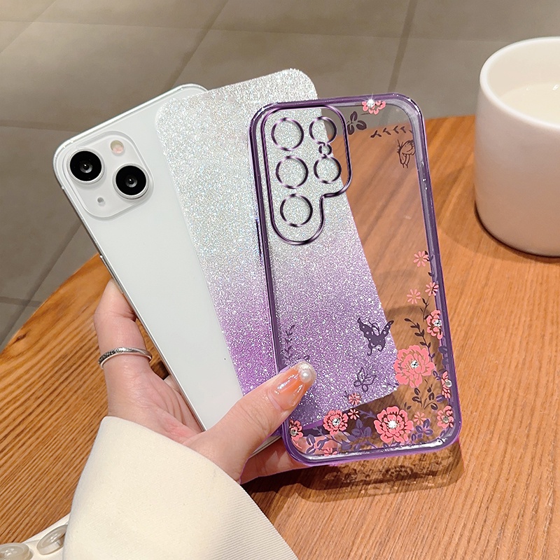 Dễ Thương Ốp Điện Thoại tpu Chống Sốc Đính Đá Giả Lấp Lánh Cho samsung galaxy s23 uitra s23 s22 plus s21 fe s20 fe