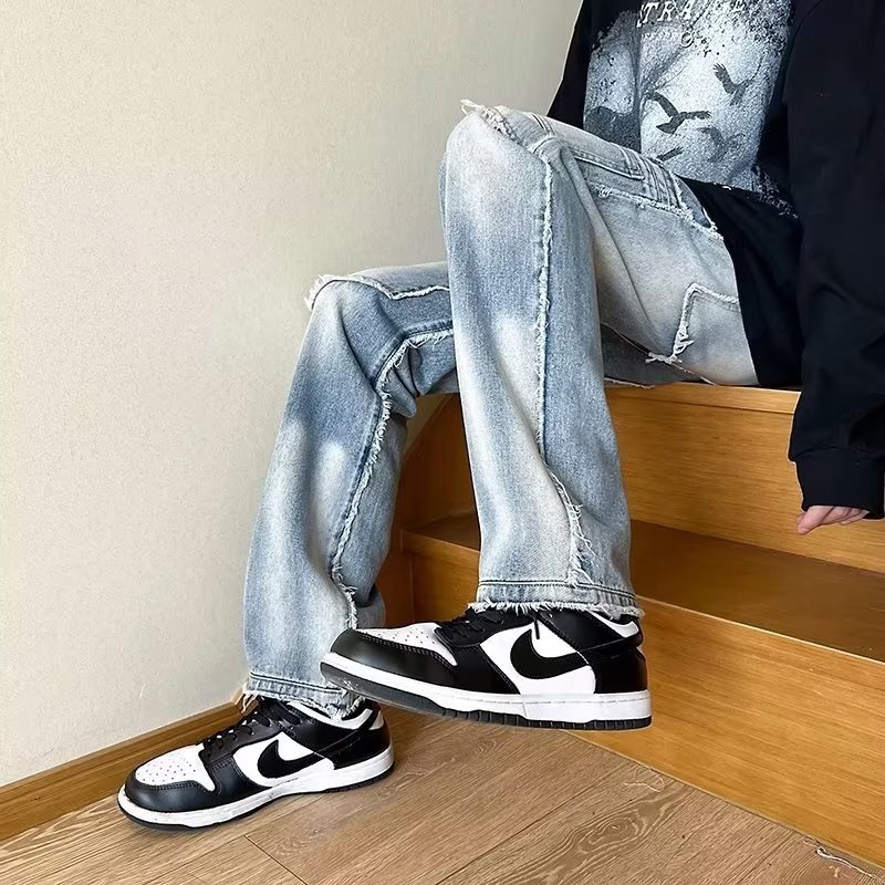 ThaliaWisp Quần Jean Nam Xuân Thu Mỹ Đường Phố Cao Cấp Phong Cách Vibe Niche Thiết Kế Rời Thường Ngày Quần Jean Thẳng