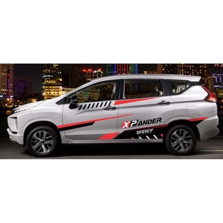 Tem Sườn Xe Ô Tô Xpander, Team Decal Oto Thể Thao đỏ đen, tặng kèm tem nắp bình xăng hoặc tem chữ kí theo yêu cầu