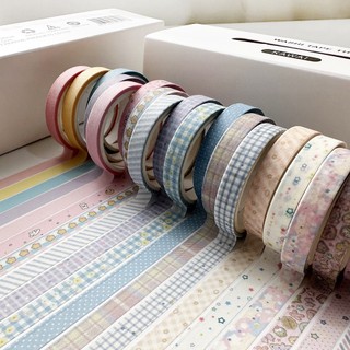 Hộp Băng Keo washi Mỏng 7mm * 3M Phong Cách vintage Dùng Trang Trí Sổ Tay