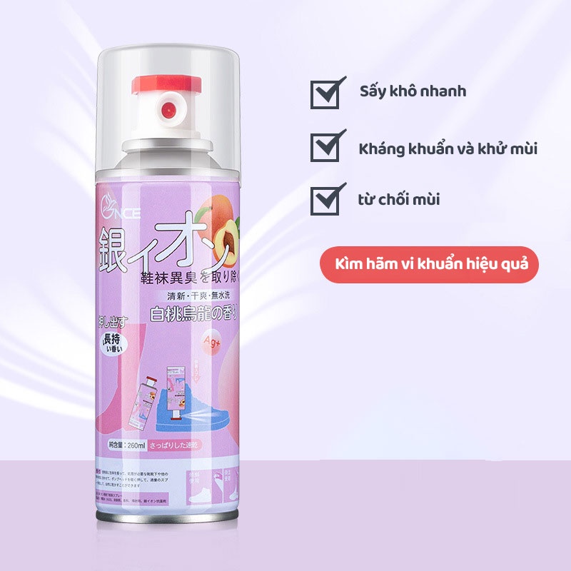 Xịt khử mùi giày ion Nano Bạc, Chai sịt khử mùi giày khử khuẩn mùi hôi chân xịt thơm giày cho hiệu quả tức thì
