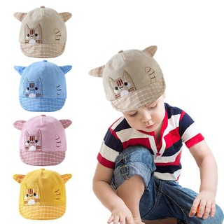Mũ HOBBYIN Bé Trai Grils, Mũ Bóng Chày Cotton Mềm Mại Cho Bé, Họa Tiết Mèo Hoạt Hình Hàn Quốc 6-36 Tháng Trẻ Em Đạt Đỉnh Mũ