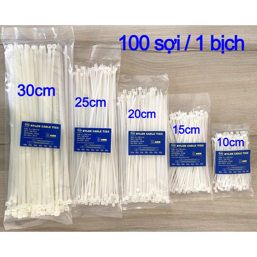 Dây Rút Nhựa 10cm 20cm 30cm 40cm 50cm màu Trắng 80 Sợi / 1 Bịch ...