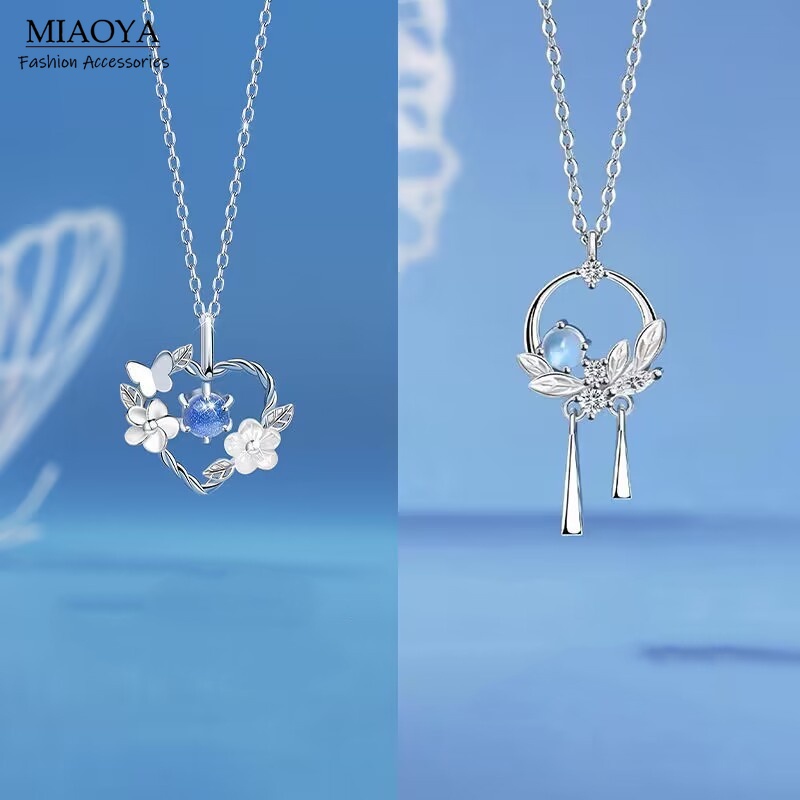 MIAOYA Vòng cổ Bạc Mặt Hình Lông Vũ Không Gỉ Cho Nữ