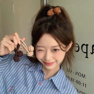Set 2 Dây Buộc Tóc Cao Su Nút Thắt Hai Đầu, Co Giãn Nhiều Màu Phong Cách Hàn Quốc HaminStore