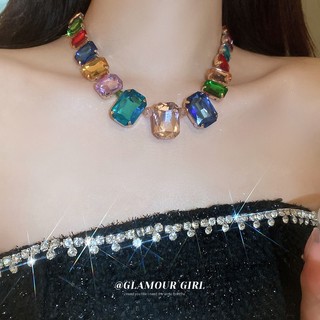 Dây Chuyền Mặt Vuông Đính Đá Pha Lê Phong Cách Âu Mỹ Sang Trọng Thời Trang Cho Nữ