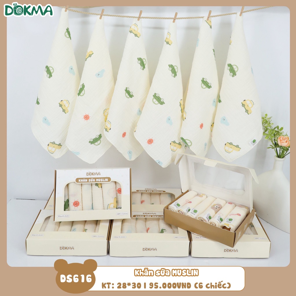 Khăn Sữa DOKMA Sợi Tre, Kháng Khuẩn 3 Lớp, 4 Lớp, Khăn Muslin 2 lớp
