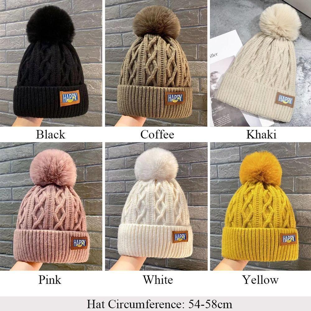 Mũ dệt kim KEYRA dày giữ ấm, thời trang với pompom