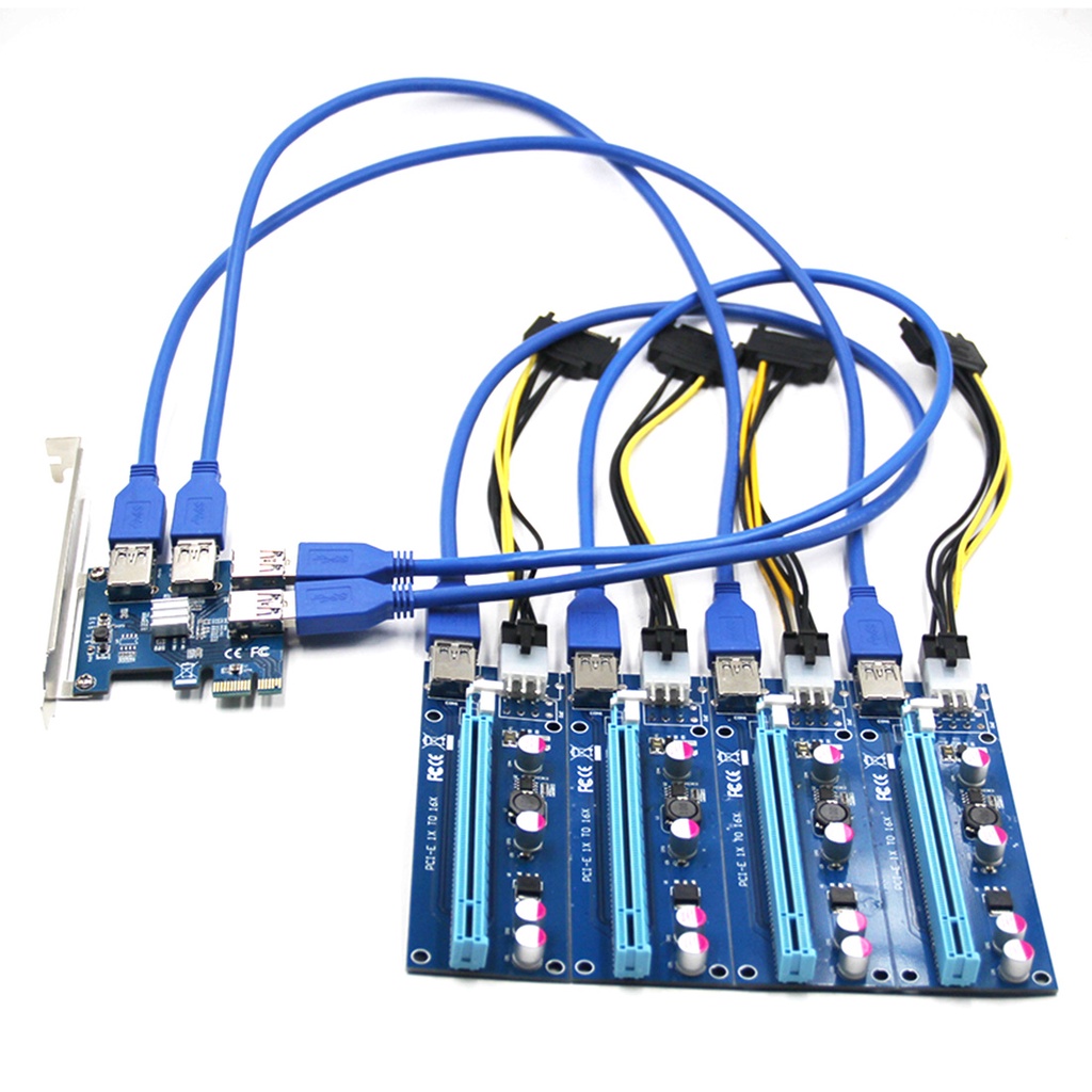 Card Đồ Họa Mở Rộng Chuyển Đổi USB 3.0 PCI-E Express 1x Sang 16x Pcie 1 Sang 4 USB Cho Miner BTC Litcoin