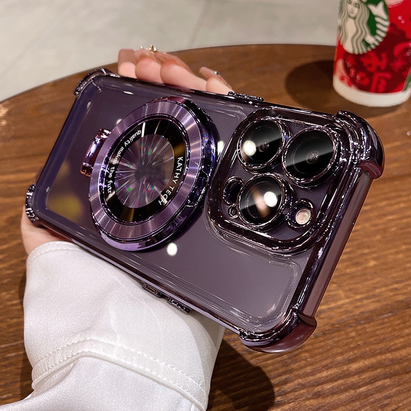 Ốp Điện Thoại TPU Mềm Chống Sốc Có Giá Đỡ Từ Tính Cho iphone15 Pro Max 14 13 12 11