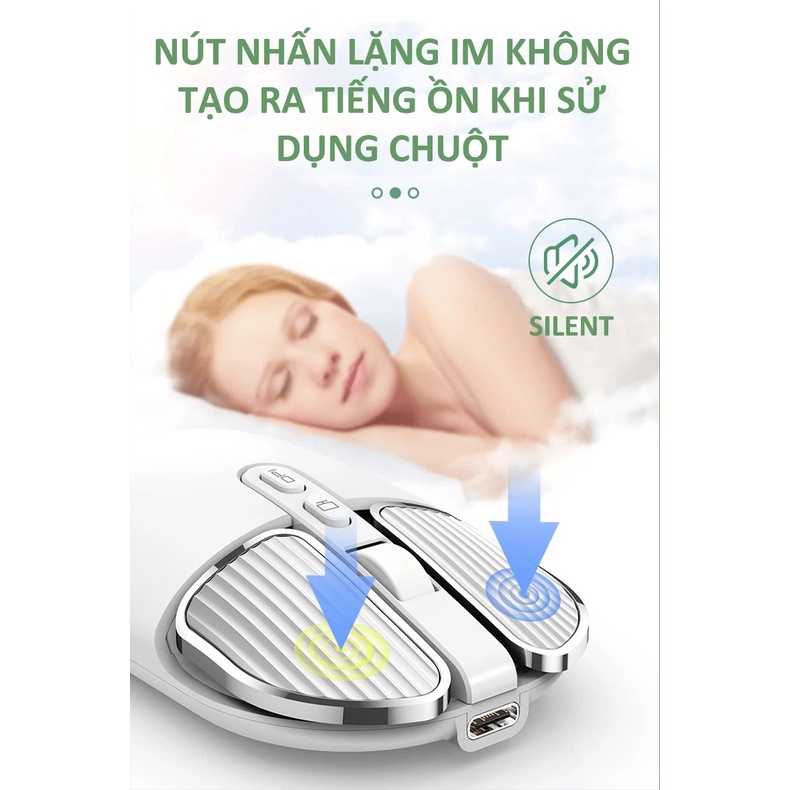 Chuột Bluetooth M203 Silent Pin Sạc 500mAh Dùng Cho Mac Máy Tính, Laptop, Ipad ,Điện Thoại