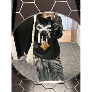 Hiixiivi [Áo thun Cotton 100% mới] Áo thun dài tay cỡ lớn dành cho nữ Áo rộng rãi rộng rãi dành cho nữ Ootd độc đáo 2025
