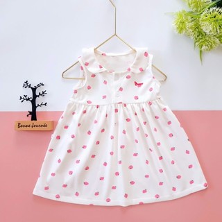 Váy cổ sen chính hãng Bunny chất thun cotton mát cho bé từ 1-5 tuổi