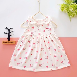 Váy cổ sen chính hãng Bunny chất thun cotton mát cho bé từ 1-5 tuổi