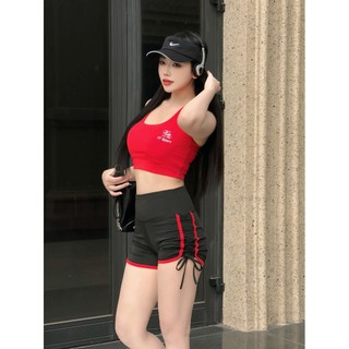 Bộ thể thao TT01 sport2 áo bra quần rút dây tập gym,  aerobic, đi bơi... chất thun poly co giãn