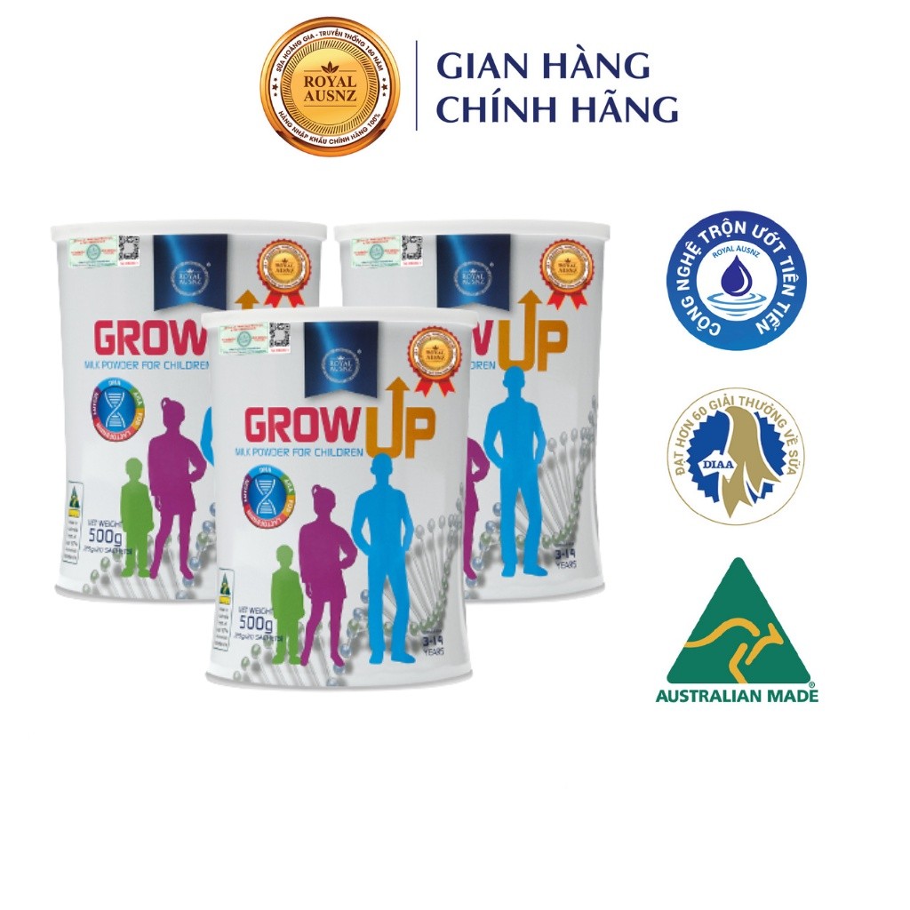 Ảnh Combo 3 Hộp Sữa Hoàng Gia Úc ROYAL AUSNZ Grow Up Cho Trẻ Từ 3-14 Tuổi (Hộp 20 gói x25g) 1