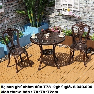 Bộ bàn ghế ban công ngoài trời Nhôm đúc đẹp Bàn ghế sân vườn ngoài trời Bàn ghế ngoài trời - HP43