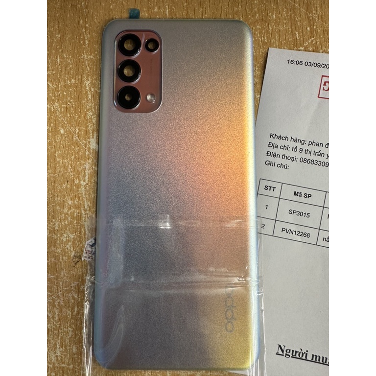 nắp lưng oppo reno 5 zin đủ camera-bạc