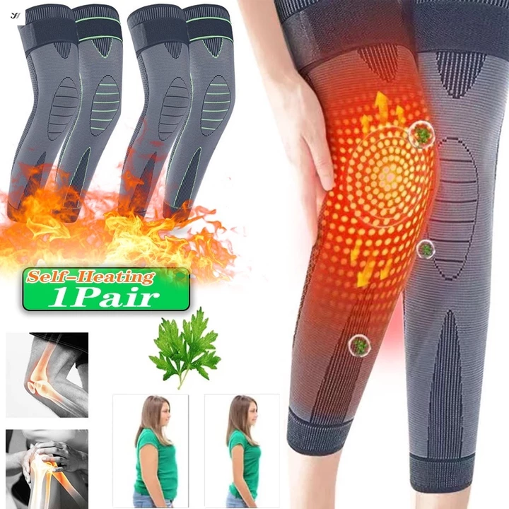 Youyao 1 Nẹp đầu gối bằng gỗ ngải cứu tự sưởi ấm, Tay áo nẹp đầu gối dài tự sưởi ấm, Miếng đệm đầu gối giữ ấm chân Cotton giữ nhiệt để bảo vệ hỗ trợ đầu gối, dành cho nam nữ