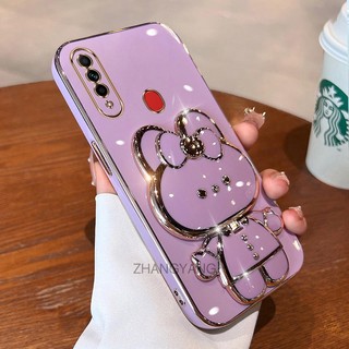 ốp lưng oppo a31 2020 Ốp Điện Thoại TPU Silicon Mềm Mạ Điện Gắn Gương Trang Điểm Hình Thỏ 3D Cho oppo a31 2020