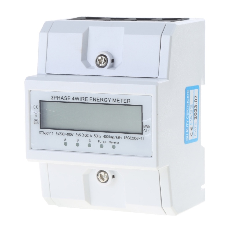 Kikin 3 Pha 4 Dây Đồng Hồ Đo Năng Lượng Điện 3x 220V 380V DIN Rail Đồng Hồ Đo Trung Cấp Để Đo Nguồn Điện Syst