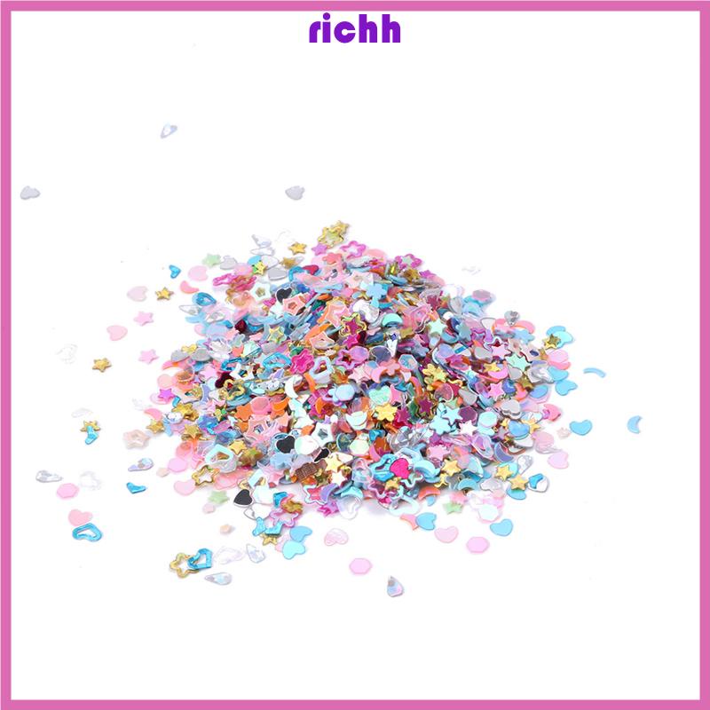 Richh Set 5000 Hạt Nhựa Hình Ngôi Sao / Trái Tim / Hoa Lấp Lánh Trang Trí Móng Nghệ Thuật