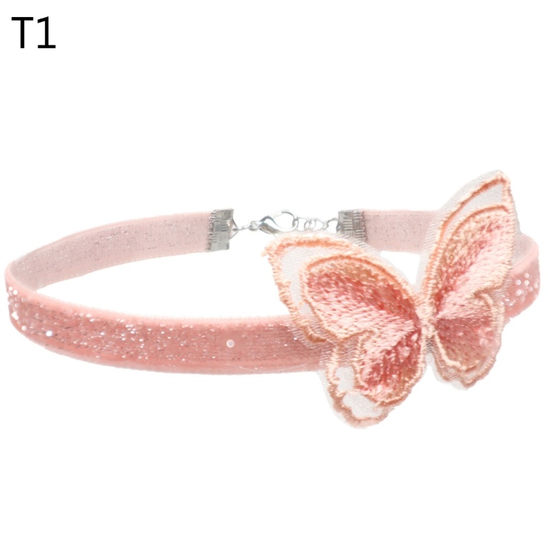 Vòng Cổ choker Dây Nhung Phối Ren Hoa Và Bướm Thời Trang