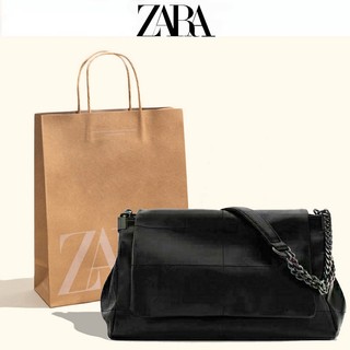 ZARA Túi Đen Phong Cách Đá Da Mềm Vagabond 2022 Nữ Thời Trang Mới Đa Năng Một Vai Dây Xích Ngang