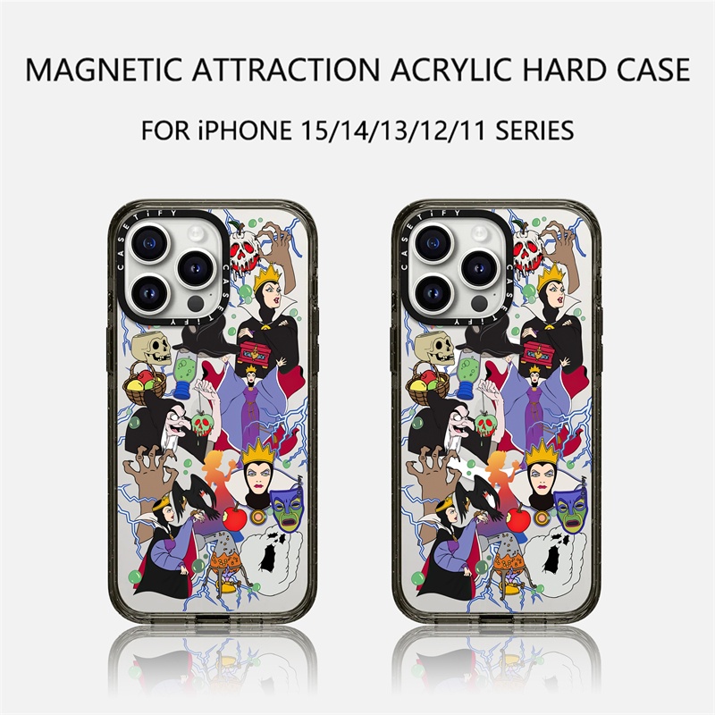 Ốp Điện Thoại acrylic Cứng Trong Suốt Viền Đen Từ Tính In Hình disney Cho iphone 11 12 13 14 15 pro max