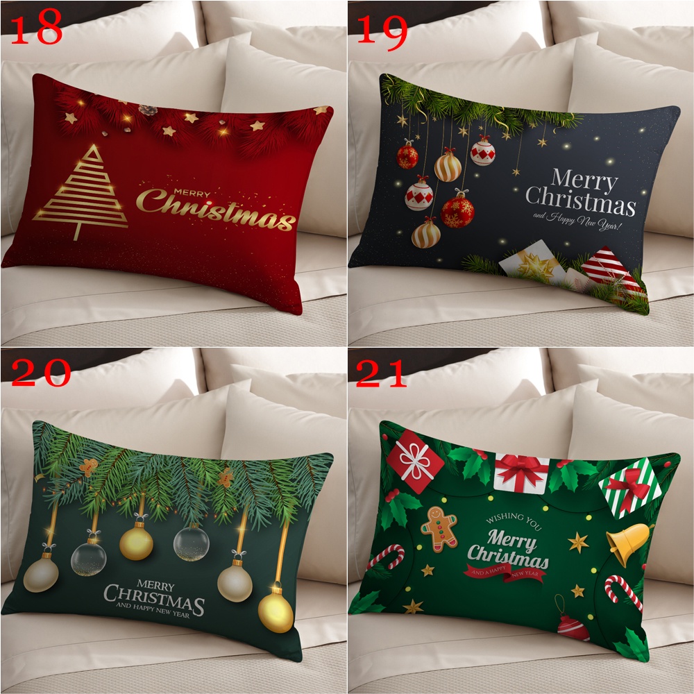 Vỏ Gối polyester Một Mặt Hình Chữ Nhật In Họa Tiết Giáng Sinh Năm Mới Trang Trí Nhà Cửa (Không Có Lõi)