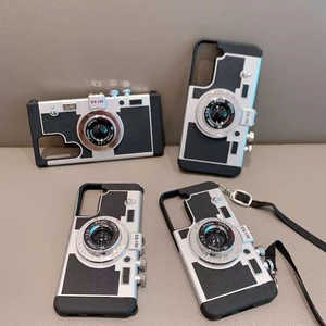Retro Sang Trọng Sáng Tạo 3D Camera Đeo Ngang Cổ Dây Dành Cho Samsung Galaxy S26 S25 S24 Ultra S22 S23 Ultra S21 S22 Plus A35