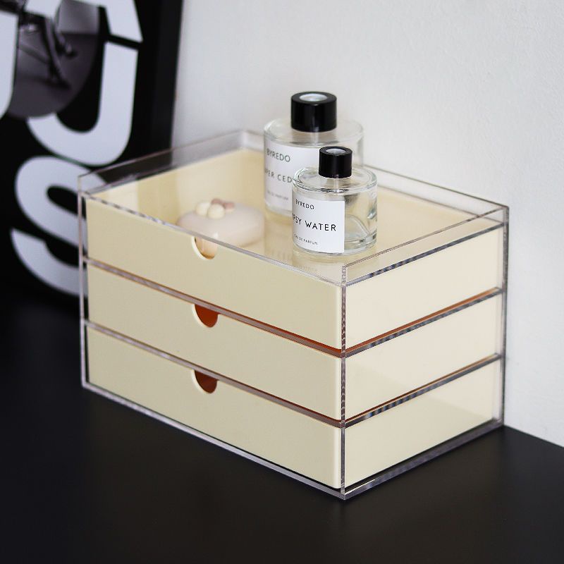 Hộp lưu trữ ngăn kéo màu tương phản thời trung cổ Hộp lưu trữ nhiều lớp Acrylic trong suốt Hộp tổ chức để bàn Hộp lưu trữ mỹ phẩm Hộp lưu trữ đồ trang sức Hộp lưu trữ khác nhau