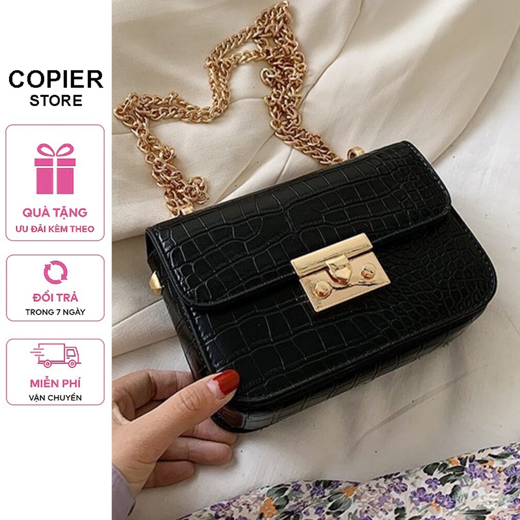 Túi xách nữ đeo chéo khoá miu da rắn K01 | Shopee Việt Nam