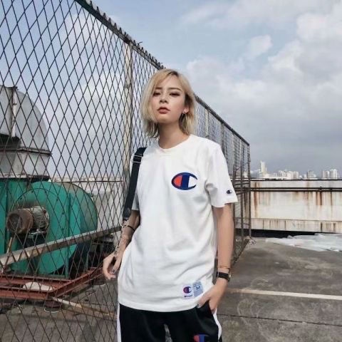Guanda C Thêu Nguyên Chất Cotton Ngắn Tay Nam Nữ Cổ Tròn Áo Phù Hợp Với Đường Phố Mặc Cặp Đôi Cổ Áo + Thẻ