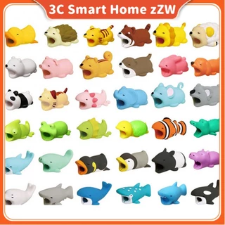 36 dây cáp hình động vật lông lá Phụ kiện bảo vệ đầu cáp sạc USB hình con vật đáng yêu