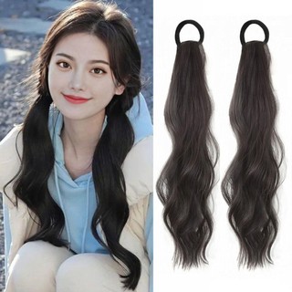 Tóc Giả Cột Chun Xoăn Tự Nhiên Dài 50cm (Giá 1 Bên), Tóc Giả Đuôi Ngựa Phong Cách Y2K HaminStore