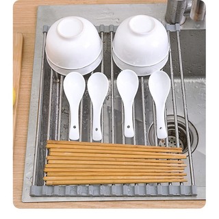 Giá Phơi Ráo Rau Củ Quả Đa Năng Bằng Thép Không Gỉ Có Thể Gập Lại Cho Bồn Rửa Nhà Bếp