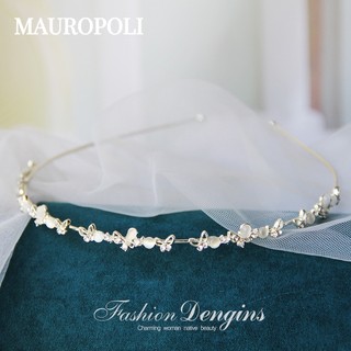 Mauropoli [Sẵn sàng] Cổ tích Opal Kim cương giả Hợp kim Hàn Quốc Băng đô ngọc trai mịn Băng đô rửa mặt thời trang Kẹp tóc Phụ kiện tóc