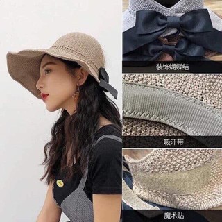 Mũ cói cuộn có nơ siêu xinh