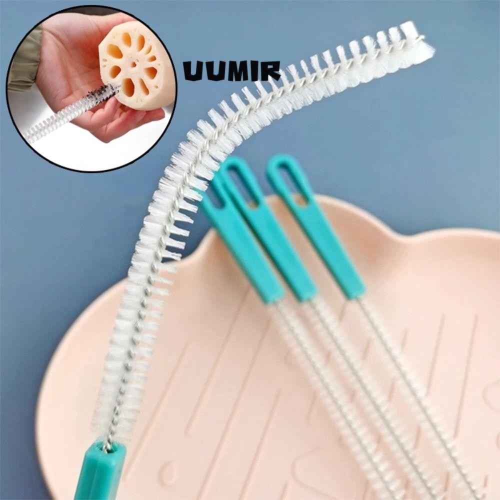 Bàn chải làm sạch chai rơm UUMIR, Bàn làm sạch ống hút di động đa chức năng, Bàn chải chà tóc mềm 360 độ làm sạch sâu