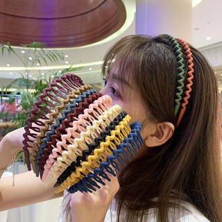 Băng Đô Cài Tóc Răng Lược Màu Trơn Chống Trượt / Răng Lược Đơn Giản Cho Nữ / Bé Gái Rửa Mặt / Chơi Thể Thao