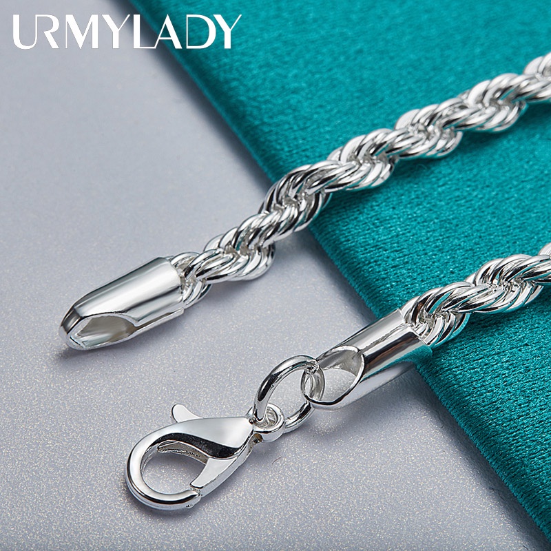 URMYLADY Bạc 925 Sóng Nước Dây Xích 4MM Vòng Tay Nữ Thời Trang Cưới Trang Sức