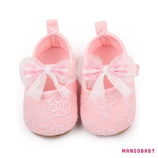 Mg-baby Bé Gái Giày Công Chúa Nơ Mềm Hoa Chống Trơn Trượt Đáy Tập Đi Đầu Tiên Giày Tập Đi