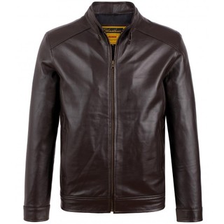 Áo khoác da nam, áo da thật cao cấp Racer Jacket Da Bò Khuy Cổ Fttleather - AD202B