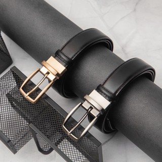Thắt lưng nam,dây nịt nam FTT Leather da bò mặt khóa xỏ kim 2 mặt bản nhỏ 3cm màu đen sang trọng