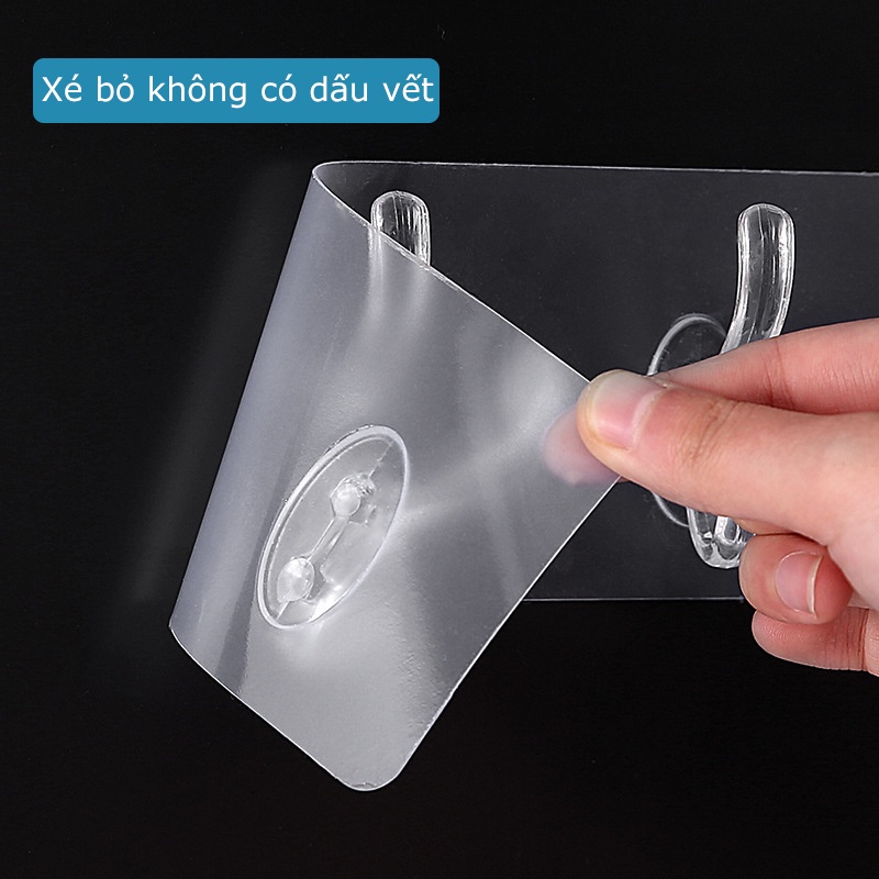 Tắm,Nhà Bếp,Tủ Quần Áo Thanh Treo Đồ Móc Treo Đồ Dán Tường Đa Năng 6 Móc (trong suốt)