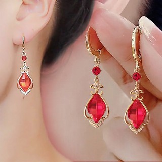 Mới Khuyên Tai Cao Cấp Thiết Kế Độc Đáo Sang Trọng Màu Đỏ Cá Tính